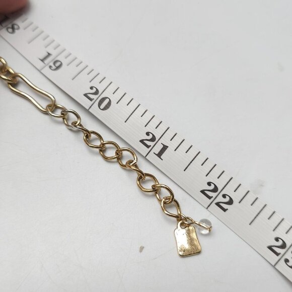 Robert Lee Morris RLM Gold Plated Necklace Faceted Glass Pendant Chain Link - Picture 8 of 9